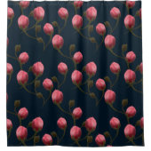 Rideaux De Douche Roses d'aquarelle rose sur bleu foncé (Devant)