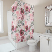 Rideaux De Douche Roses de Blush et de Bourgogne (En situation)