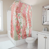 Rideaux De Douche Roses de Patchwork : conception motif transparente (En situation)