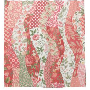Rideaux De Douche Roses de Patchwork : conception motif transparente