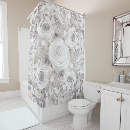 Rideaux De Douche Roses d'hiver rustiques blanches Kraft Chic démodé (En situation)