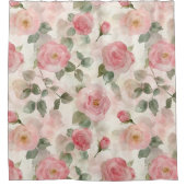 Rideaux De Douche Roses Fleurs Rose Pâle Romantique  (Devant)