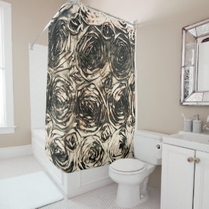 Rideaux De Douche Roses Glamour Or Bronze Rustique Floral Glam