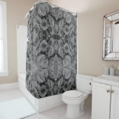 Rideaux De Douche Roses gris, photo florale grise (En situation)
