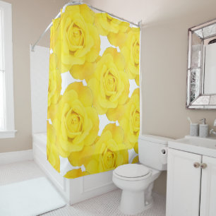 Rideaux De Douche Roses Jaunes Fleurs Florales Or Blanc Motifs