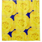 Rideaux De Douche Roses Jaunes Fleurs Or Flore Modèle Marine Bleu (Devant)