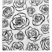Rideaux De Douche Roses noirs et blancs élégants sur l'arrière - (Devant)