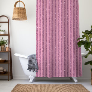 Rideaux De Douche Roses Poudrés Pailletés Style Rayures Verticales