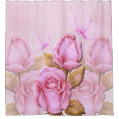 Rideaux De Douche Roses roses et papillons (Devant)