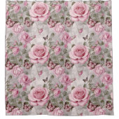 Rideaux De Douche Roses roses et papillons d'eau (Devant)
