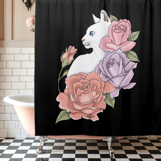 Rideaux De Douche Roses roses roses blanches Peach Lavender