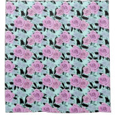 Rideaux De Douche roses roses roses, roses, arrière - plan turquoise (Devant)