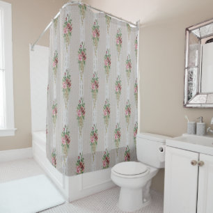 Rideaux De Douche Roses roses roses victoriennes et dentelle blanche