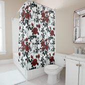 Rideaux De Douche Roses rouges. (En situation)