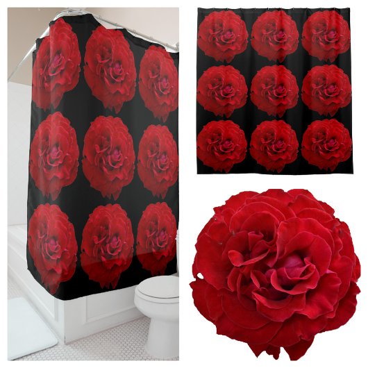 Rideaux De Douche Roses rouges classiques Dramatique Photographique 