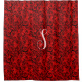 Rideaux De Douche Roses rouges foncées modernes Monogramme personnal (Devant)
