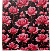 RIDEAUX DE DOUCHE ROSES ROUGES ROMANTIQUES FLORALES (Devant)