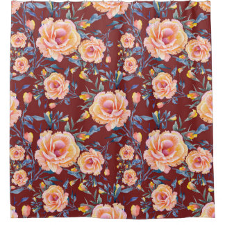 Rideaux De Douche Roses, sans soudure, motif arrière - plan rouge