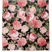 Rideaux De Douche Roses victoriens roses sur Motif noir (Devant)