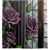 Rideaux De Douche Roses violets près de la fenêtre - style gothique (Devant)