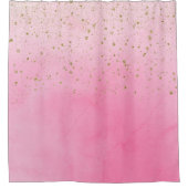 Rideaux De Douche Rosy Rose rose & Parties scintillant or Glam Spark (Devant)