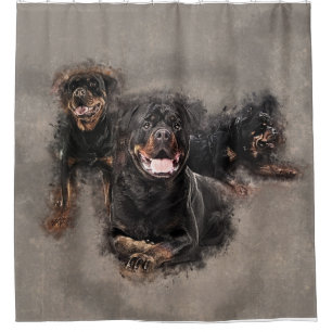 Rideaux De Douche Rottweiler - art numérique de Metzgerhund