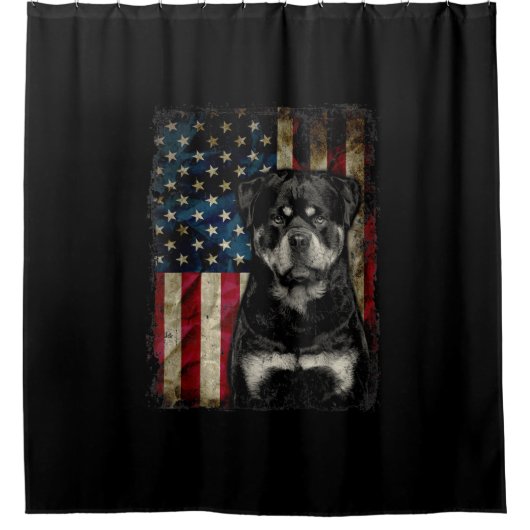 Rideaux De Douche rottweiler chien 4 juillet drapeau américain patri (Devant)
