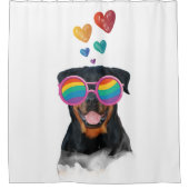 Rideaux De Douche Rottweiler Chien avec Coeurs Saint-Valentin (Devant)