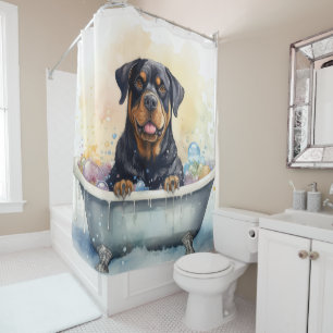 Rideaux De Douche Rottweiler Dans Bain Aquarelle Chien Art