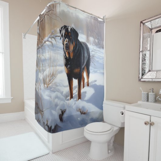 Rideaux De Douche Rottweiler Laisser neiger Noël (En situation)