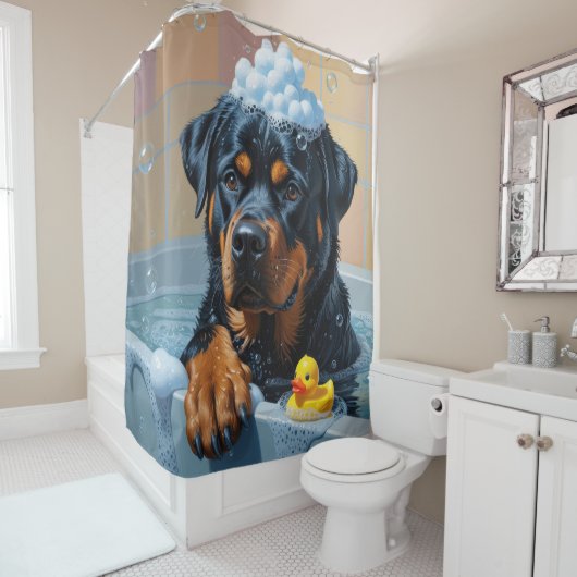 Rideaux De Douche Rottweiler Sloppy Sleepy mignonne drôle (En situation)