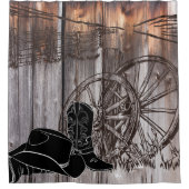 Rideaux De Douche Roue en bois de canne rustique Cowboy (Devant)
