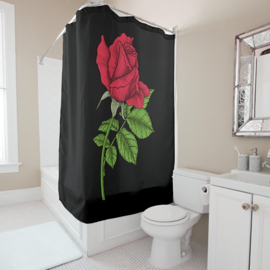 Rideaux De Douche Rouge (En situation)