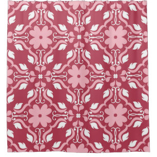 Rideaux De Douche Rouge, beige à fleurs, papier peint motif sans cou