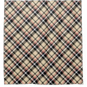 Rideaux De Douche Rouge Beige Noir Tartan Blanc Plaid Motif (Devant)