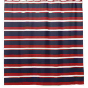Rideaux De Douche Rouge Blanc Bleu Marine Rayures Rayure Nautique