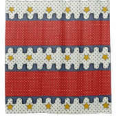 Rideaux De Douche Rouge, Blanc, Bleu - Pois, Grandes et Étoiles (Devant)
