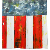 Rideaux De Douche Rouge, blanc et bleu Abstrait moderne (Devant)