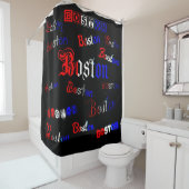 Rideaux De Douche Rouge, blanc et bleu Boston (En situation)