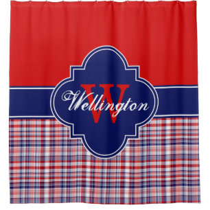 Rideaux De Douche Rouge Blanc Marine Blue Madras Plaid 1ICB Nom du r