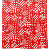 Rideaux De Douche Rouge blanc Mixte Motif Patchwork Design (Devant)