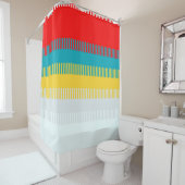 Rideaux De Douche Rouge Bleu Jaune Blanc Gris Abstrait Motif unique (En situation)