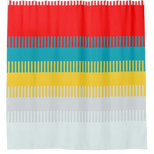 Rideaux De Douche Rouge Bleu Jaune Blanc Gris Abstrait Motif unique (Devant)