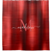 Rideaux De Douche Rouge Bourgogne brossé Monogramme Girly Script (Devant)