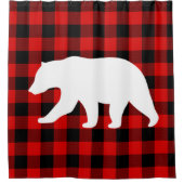 Rideaux De Douche Rouge Buffalo Plaid & Ours Blanc (Devant)