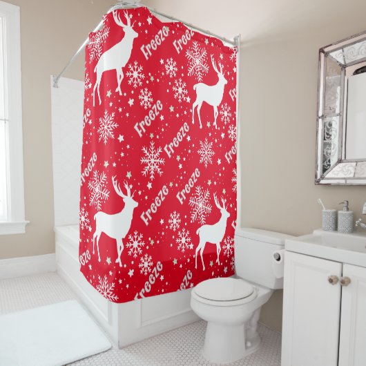 Rideaux De Douche rouge cerf (En situation)