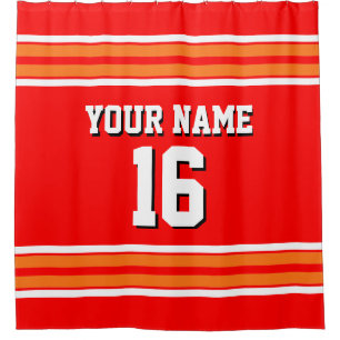 Rideaux De Douche Rouge clair Citrouille Orange Stripes Sport Jersey