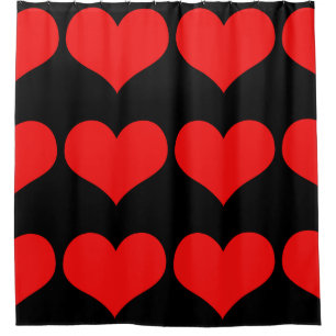 Rideaux De Douche Rouge Coeur Motif mignon noir Couleur personnalisé