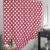 Rideaux De Douche Rouge et Blanc Géométrique