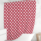 Rideaux De Douche Rouge et Blanc Géométrique